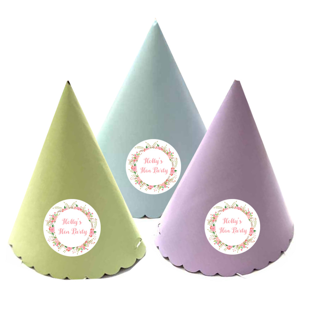 Boho Flowers Personalised Cone Hats- Pack of 12