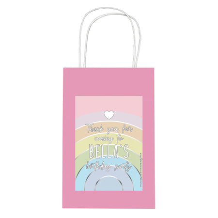 Personalised Pastel Rainbow Paper Party Bags - Pack of 12