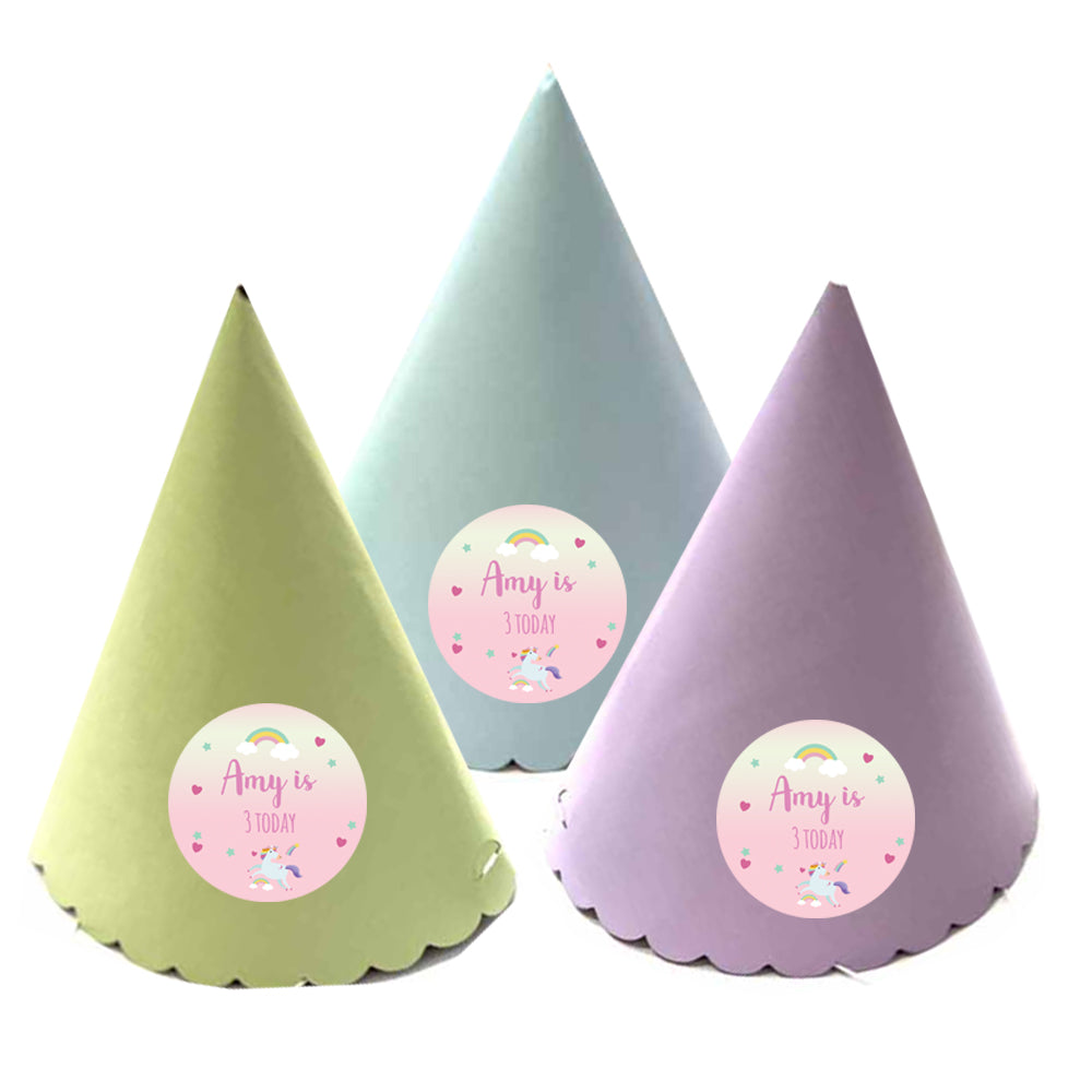 Unicorn Personalised Cone Hats- Pack of 12