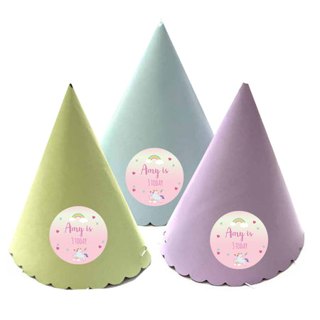 Unicorn Personalised Cone Hats- Pack of 12