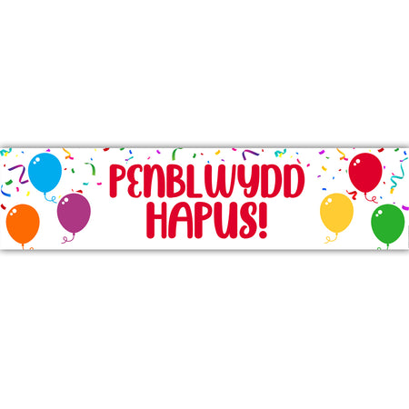 Penblwydd Hapus Welsh Happy Birthday Banner - 1.2m