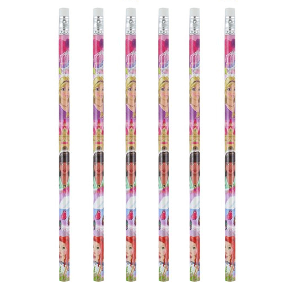 Princess Pencils with Erasers - Pack of 6