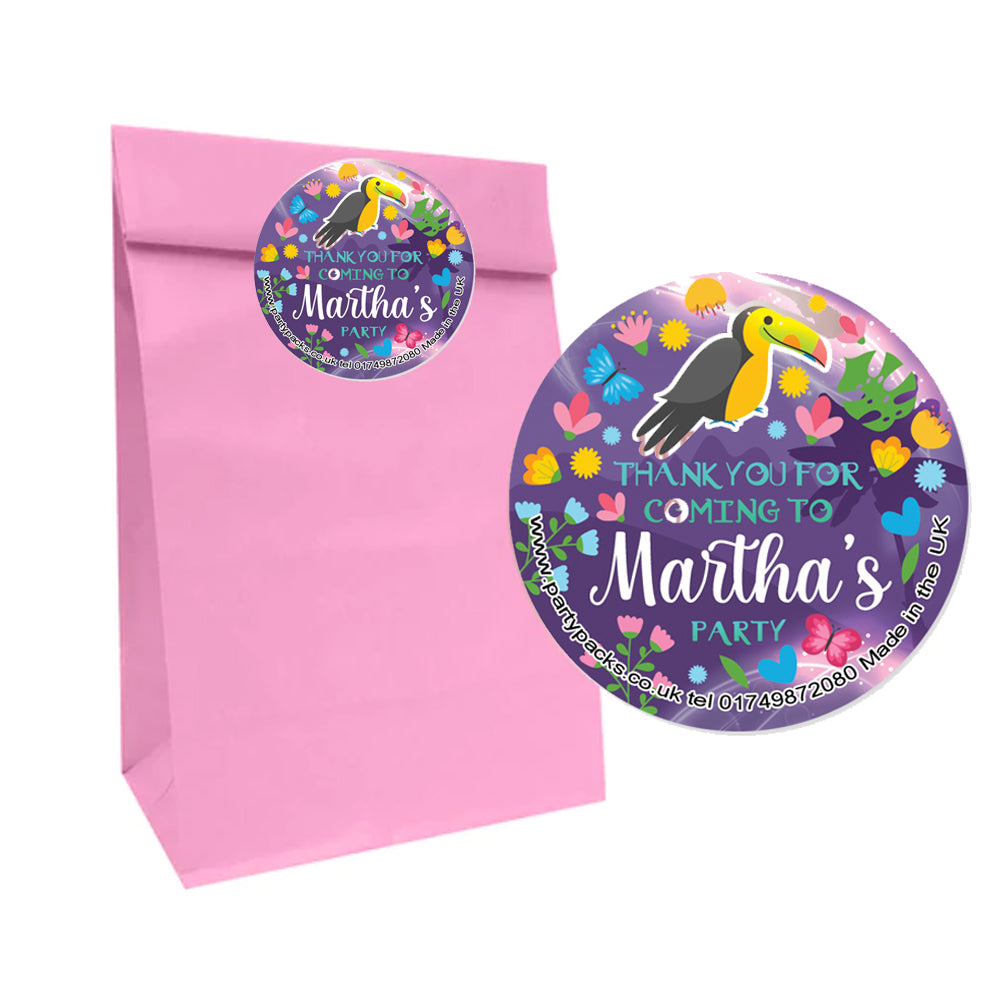 Enchanted Miracle Paper Party Bags With Personalised Round Stickers - Pack of 12