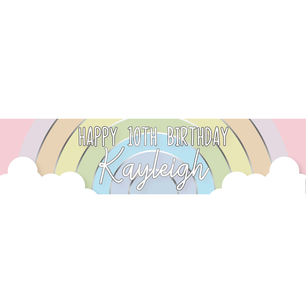 Personalised Pastel Rainbow Banner - 120cm x 30cm