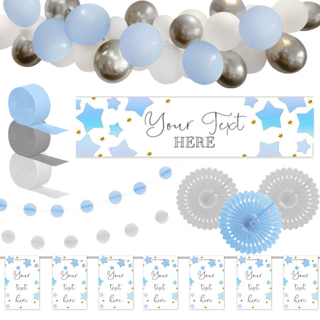 Personalised Blue Ombre Stars Decoration Party Pack