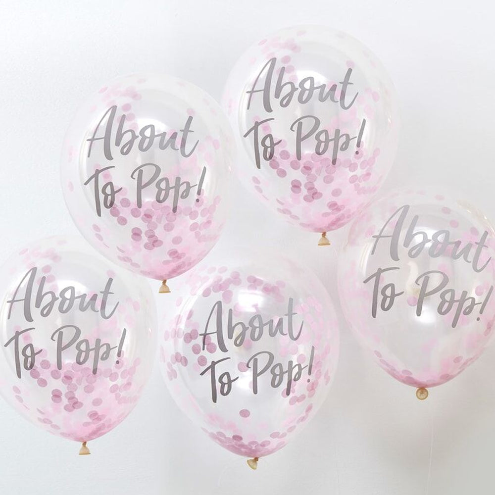 About to Pop Balloons with Pink Confetti - 11" - Pack of 5
