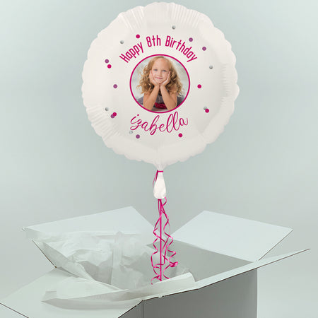 Inflated Personalised Photo Balloon -  Pink Glitz