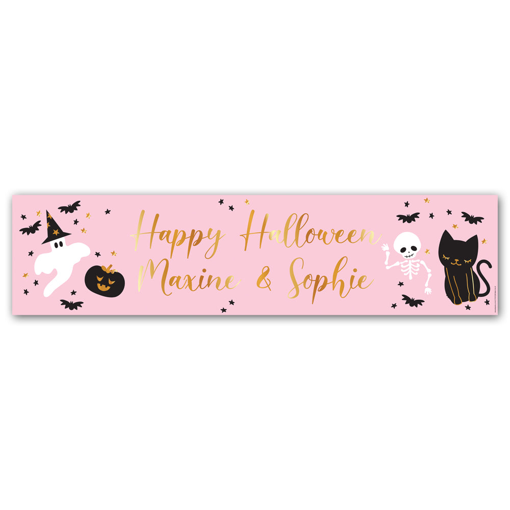 Pink Halloween Personalised Banner Decoration - 1.2m