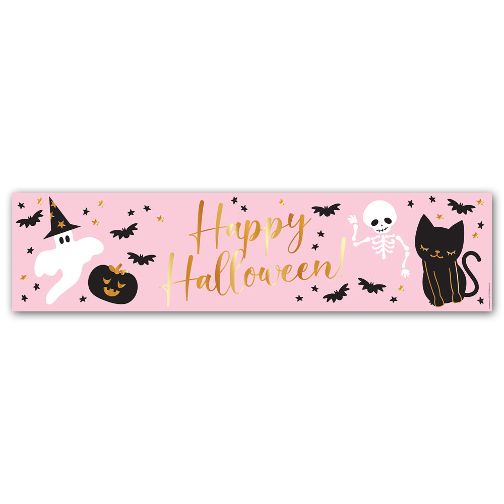 Pink Halloween 'Happy Halloween' Banner Decoration - 1.2m
