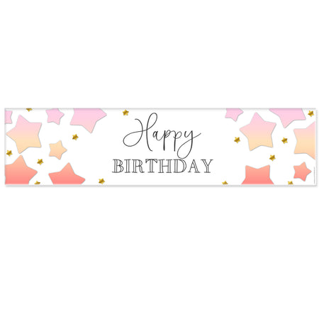 Pink Ombre Stars Happy Birthday Banner Decoration - 1.2m