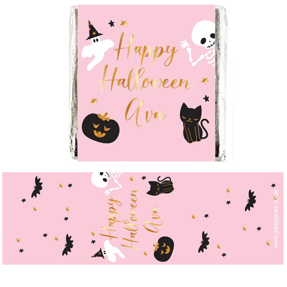Personalised Chocolates - Pink Halloween - Pack of 16