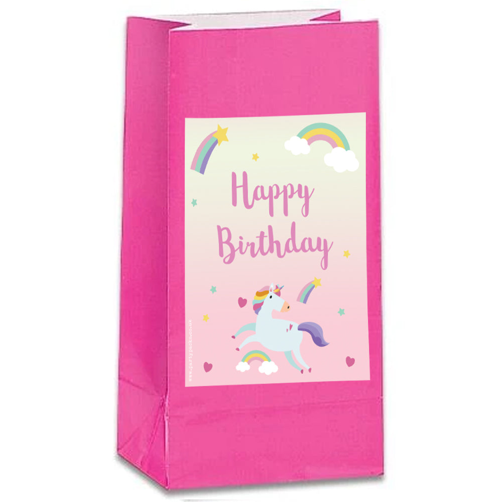 Pink Unicorn Happy Birthday Party Bag Kit - Pack of 12
