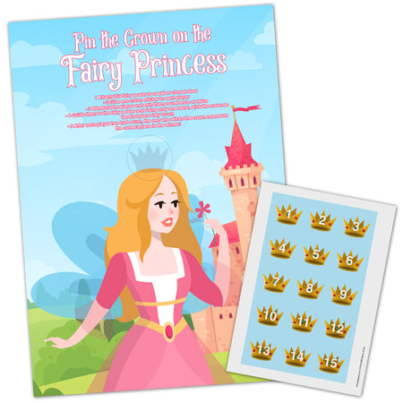 Pin the Crown on the Fairy Princess Game with Stickers