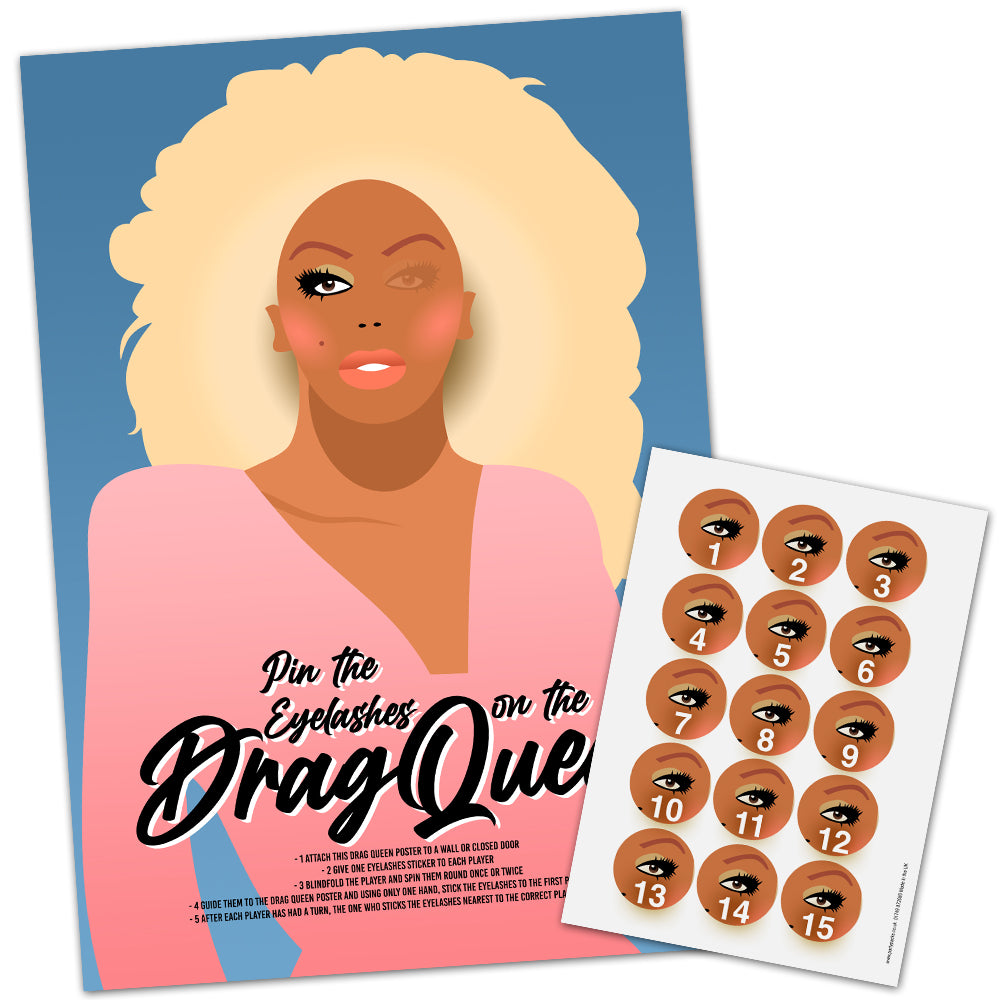 Pin The Eyelashes On The Drag Queen Game With Stickers - A3