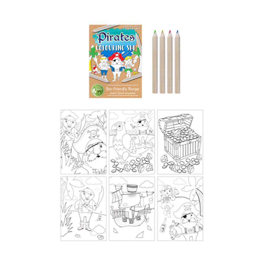 Mini Pirate Colouring Set - A6 - Plastic Free – Party Packs