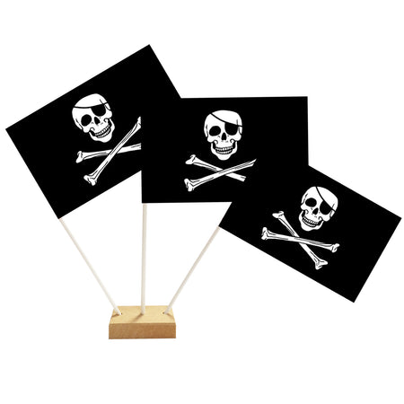 Pirate Paper Table Flags 15cm on 30cm Pole