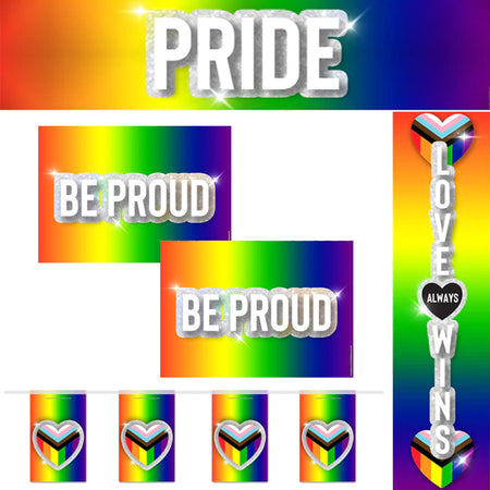 Pride Rainbow Glitter Paper Decoration Pack