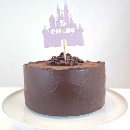 Personalised Princess Castle Glitter Cake Topper