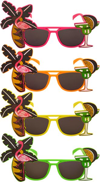 Flamingo and Palm Tree Glasses - Assorted Colours - Each