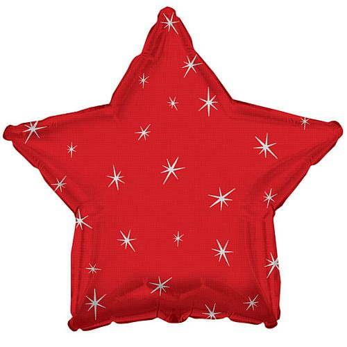 Red Spakle Star Foil Balloon - 18"
