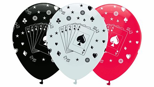 Card Night Latex Balloons - 12" - Pack of 6