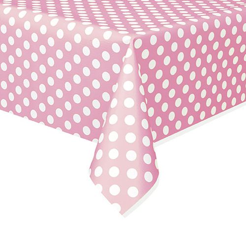 Pale Pink Dots Plastic Tablecloth - 1.37m x 2.74m