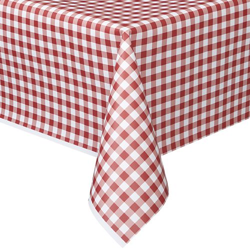 Red Gingham Plastic Tablecloth - 1.37m x 2.74m