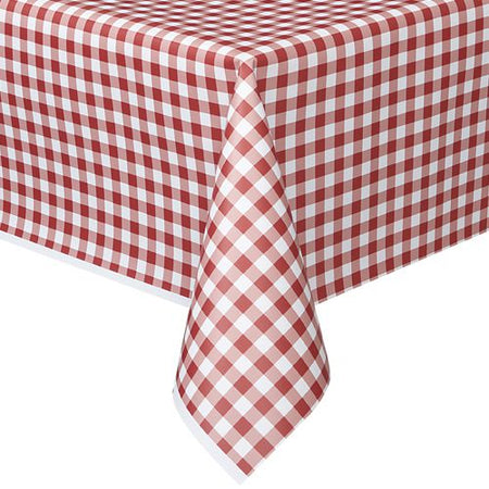 Red Gingham Plastic Tablecloth - 1.37m x 2.74m