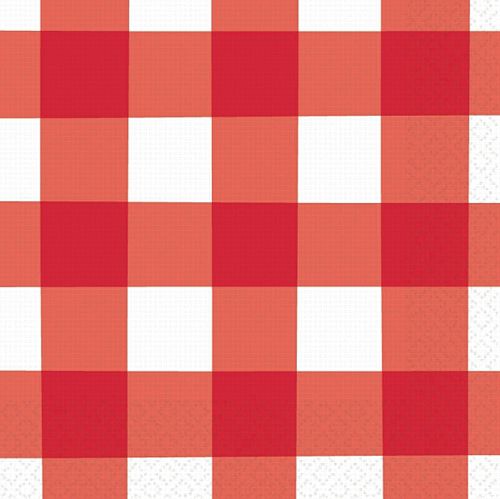 Red and White Checkered Dinner Napkins - Pack of 16