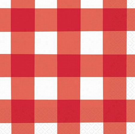 Red and White Checkered Dinner Napkins - Pack of 16