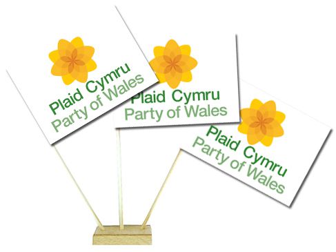 Plaid Cymru Paper Table Flags - 15cm on 30cm Pole - Each