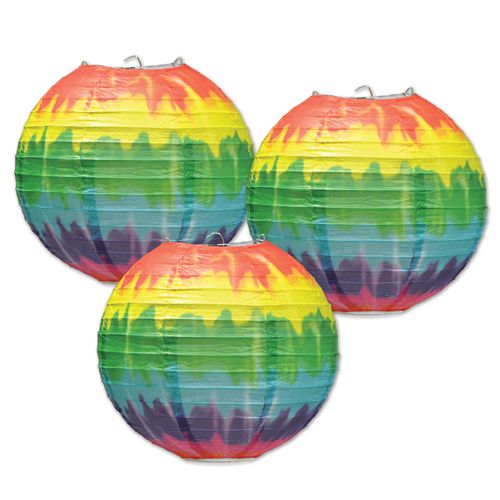 Tie-Dyed Paper Lanterns - 9.5" - Pack of 3