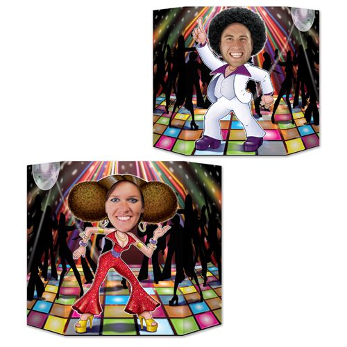 Disco Couple Stand-In Photo Prop - Reversible 2 Designs - 94cm