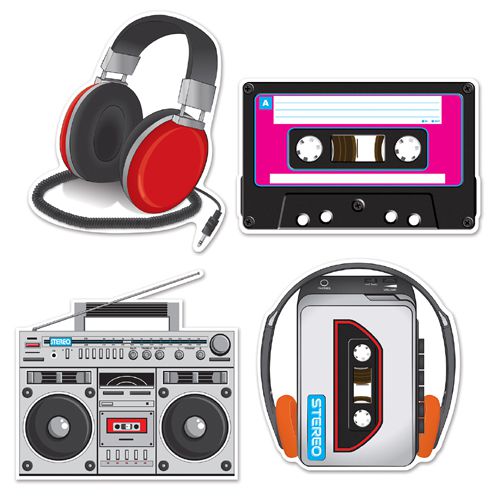 Cassette Player Cutouts - 12" - Pack of 4