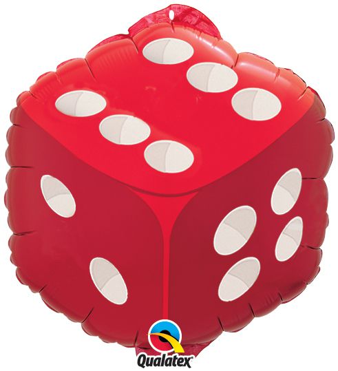 Red Dice Shaped Foil Balloon - 18"