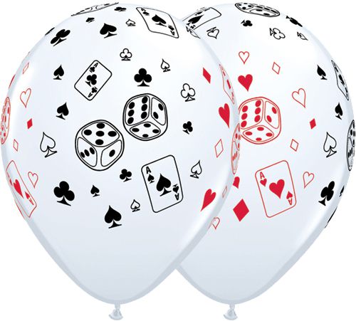 Cards & Dice Latex Balloons - 11" - Pack of 10