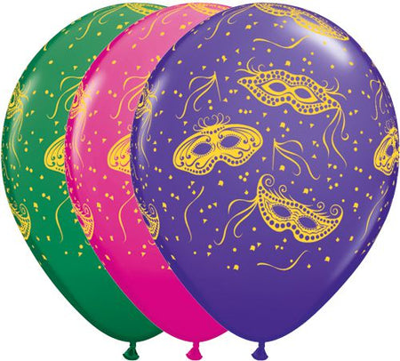 Mardi Gras, All Round Print Latex Balloons - 11