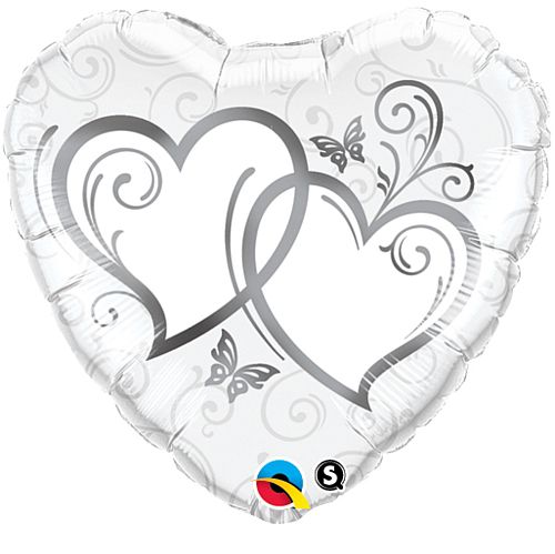 Entwined Hearts Silver Foil Balloon - 18"