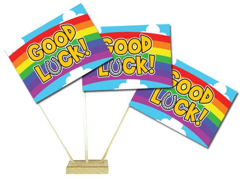 Good Luck Paper Table Flags 15cm on 30cm Pole