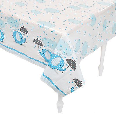 Umbrellaphants Blue Plastic Tablecloth - 210cm