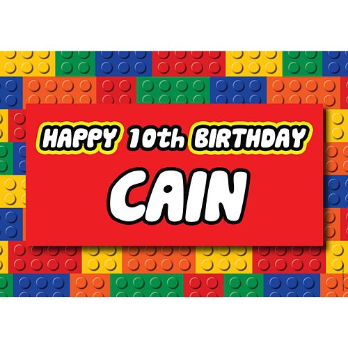 Building Blocks Happy Birthday Add Your Name & Age Poster - A3