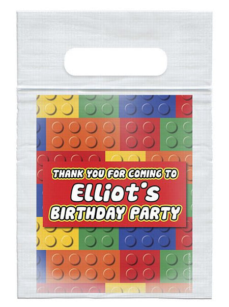 Personalised Building Blocks Card Insert With Sealed Party Bag - Pack of 8