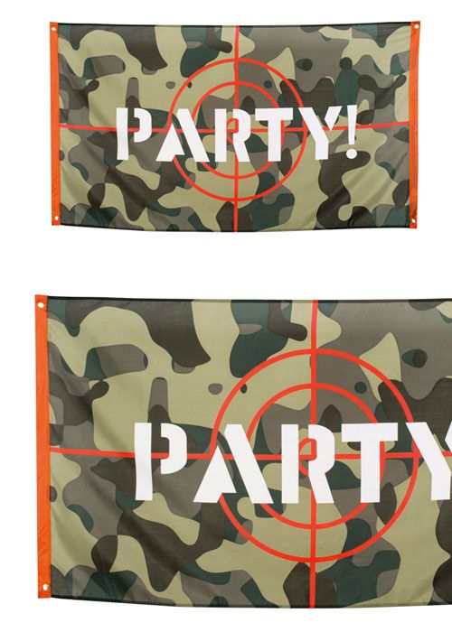 Camouflage 'Party!' Cloth Flag - 1.5m