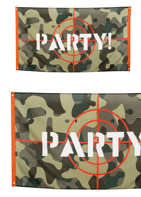 Camouflage 'Party!' Cloth Flag - 1.5m