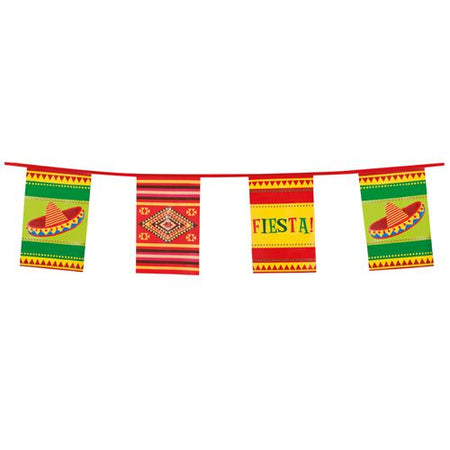 Mexican Fiesta Rectangular Plastic Bunting - 10m