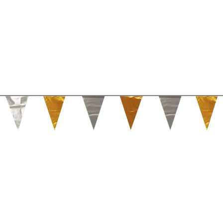 Metallic Gold and Silver Bunting - 28 Flags - 12m