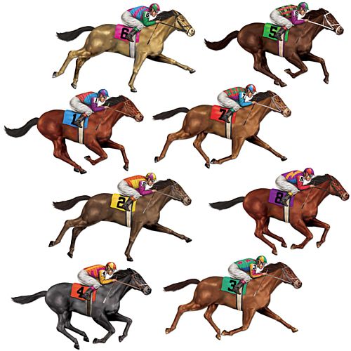 Race Horse Wall Decorations - Assorted Designs - 73.7cm - Pack of 8