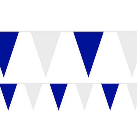 Royal Blue and White Fabric Bunting - 54 Flags - 20m