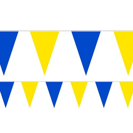 Royal Blue and Yellow Fabric Bunting - 54 Flags - 20m