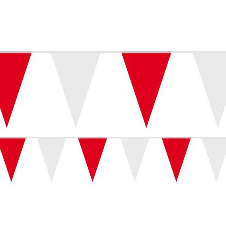 Red and White Fabric Bunting - 54 Flags - 20m